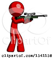 Poster, Art Print Of Red Design Mascot Man Shooting Sniper Rifle