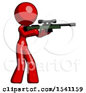 Poster, Art Print Of Red Design Mascot Woman Shooting Sniper Rifle