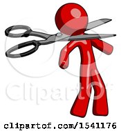 Poster, Art Print Of Red Design Mascot Man Scissor Beheading Office Worker Execution