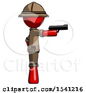 Poster, Art Print Of Red Explorer Ranger Man Firing A Handgun