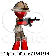 Poster, Art Print Of Red Explorer Ranger Man Shooting Automatic Assault Weapon