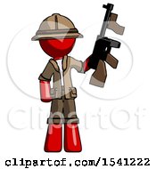 Poster, Art Print Of Red Explorer Ranger Man Holding Tommygun