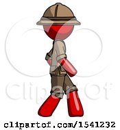 Poster, Art Print Of Red Explorer Ranger Man Walking Right Side View