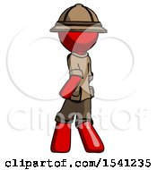 Poster, Art Print Of Red Explorer Ranger Man Walking Away Direction Left View