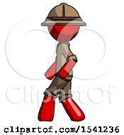 Poster, Art Print Of Red Explorer Ranger Man Walking Left Side View