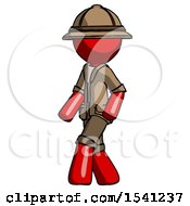 Poster, Art Print Of Red Explorer Ranger Man Man Walking Turned Left Front View