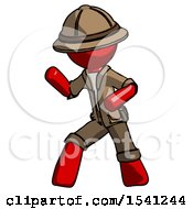 Red Explorer Ranger Man Martial Arts Defense Pose Left