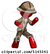 Red Explorer Ranger Man Martial Arts Defense Pose Right