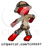 Red Explorer Ranger Man Karate Defense Pose Left