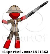 Red Explorer Ranger Man Demonstrating That Indeed The Pen Is Mightier