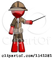 Red Explorer Ranger Man Teacher Or Conductor With Stick Or Baton Directing