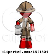 Poster, Art Print Of Red Explorer Ranger Man Begger Holding Can Begging Or Asking For Charity
