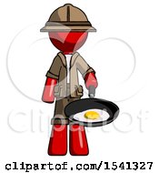 Poster, Art Print Of Red Explorer Ranger Man Frying Egg In Pan Or Wok
