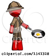 Poster, Art Print Of Red Explorer Ranger Man Frying Egg In Pan Or Wok Facing Right