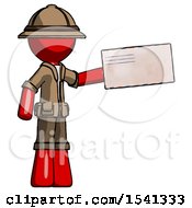 Poster, Art Print Of Red Explorer Ranger Man Holding Large Envelope