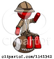 Poster, Art Print Of Red Explorer Ranger Man Sitting On Giant Football