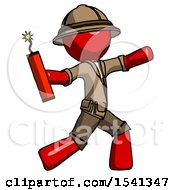Poster, Art Print Of Red Explorer Ranger Man Throwing Dynamite