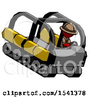 Poster, Art Print Of Red Explorer Ranger Man Driving Amphibious Tracked Vehicle Top Angle View