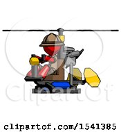 Red Explorer Ranger Man Flying In Gyrocopter Front Side Angle View