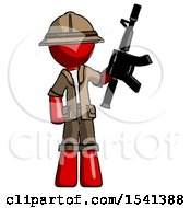 Poster, Art Print Of Red Explorer Ranger Man Holding Automatic Gun
