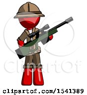 Poster, Art Print Of Red Explorer Ranger Man Holding Sniper Rifle Gun