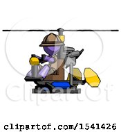 Purple Explorer Ranger Man Flying In Gyrocopter Front Side Angle View