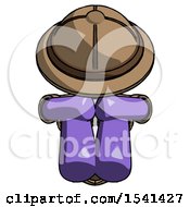 Purple Explorer Ranger Man Sitting With Head Down Facing Forward
