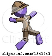 Poster, Art Print Of Purple Explorer Ranger Man Running Away In Hysterical Panic Direction Right