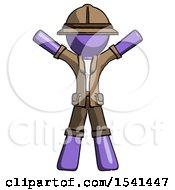 Poster, Art Print Of Purple Explorer Ranger Man Surprise Pose Arms And Legs Out