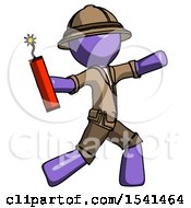 Poster, Art Print Of Purple Explorer Ranger Man Throwing Dynamite