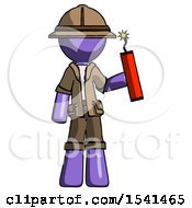 Poster, Art Print Of Purple Explorer Ranger Man Holding Dynamite With Fuse Lit