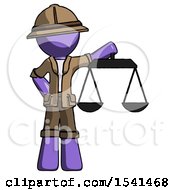 Poster, Art Print Of Purple Explorer Ranger Man Holding Scales Of Justice