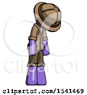 Poster, Art Print Of Purple Explorer Ranger Man Depressed With Head Down Turned Right