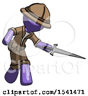 Poster, Art Print Of Purple Explorer Ranger Man Sword Pose Stabbing Or Jabbing