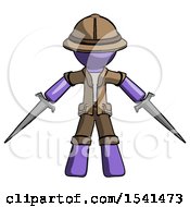 Purple Explorer Ranger Man Two Sword Defense Pose