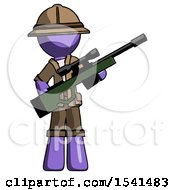 Poster, Art Print Of Purple Explorer Ranger Man Holding Sniper Rifle Gun