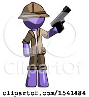 Poster, Art Print Of Purple Explorer Ranger Man Holding Handgun
