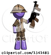 Poster, Art Print Of Purple Explorer Ranger Man Holding Tommygun