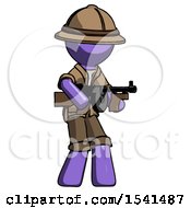 Poster, Art Print Of Purple Explorer Ranger Man Tommy Gun Gangster Shooting Pose