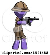 Poster, Art Print Of Purple Explorer Ranger Man Shooting Automatic Assault Weapon