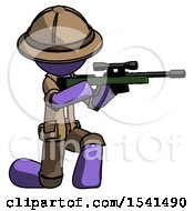 Poster, Art Print Of Purple Explorer Ranger Man Kneeling Shooting Sniper Rifle