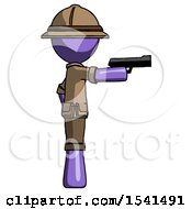 Poster, Art Print Of Purple Explorer Ranger Man Firing A Handgun