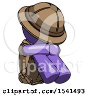 Purple Explorer Ranger Man Sitting With Head Down Facing Angle Right
