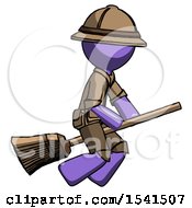 Poster, Art Print Of Purple Explorer Ranger Man Flying On Broom