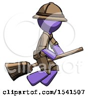 Purple Explorer Ranger Man Flying On Broom