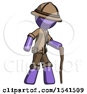 Purple Explorer Ranger Man Walking With Hiking Stick