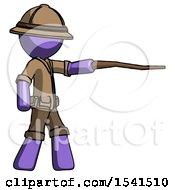 Poster, Art Print Of Purple Explorer Ranger Man Pointing With Hiking Stick
