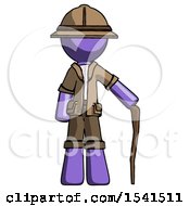 Poster, Art Print Of Purple Explorer Ranger Man Standing With Hiking Stick