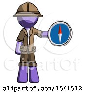 Poster, Art Print Of Purple Explorer Ranger Man Holding A Large Compass
