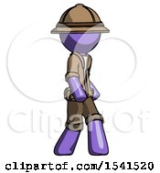 Poster, Art Print Of Purple Explorer Ranger Man Walking Turned Right Front View